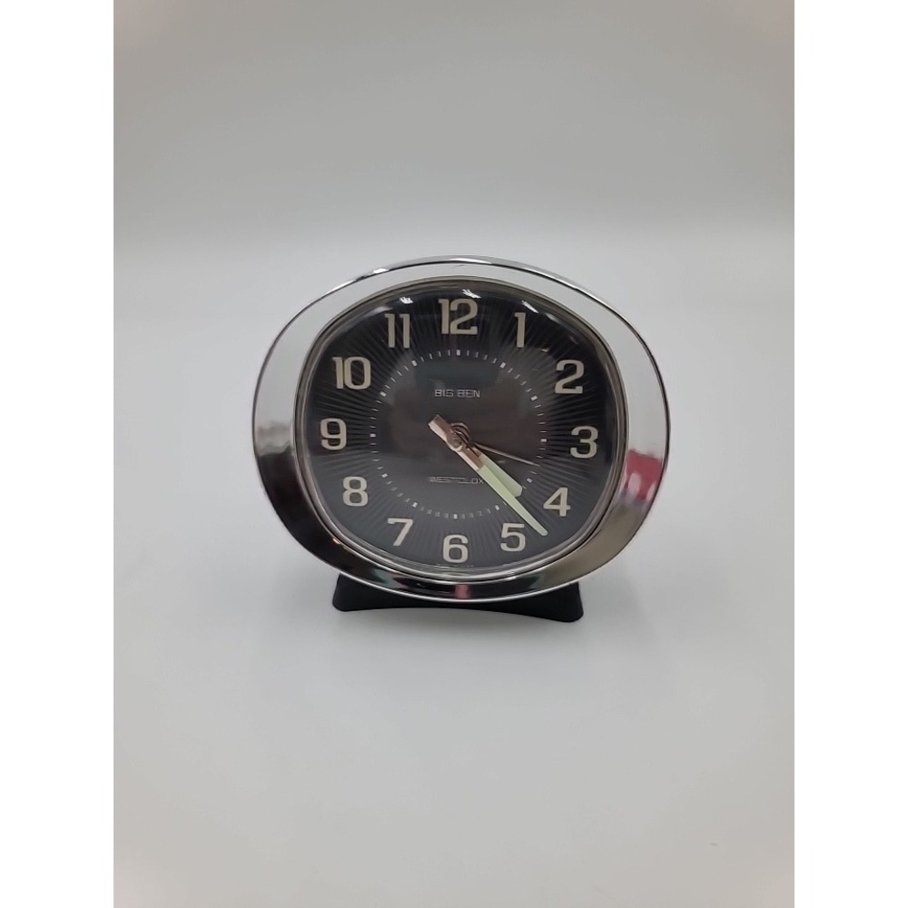 Vintage Westclox Big Ben Alarm Clock Black Dial Chrome MCM Wind Up Made in USA